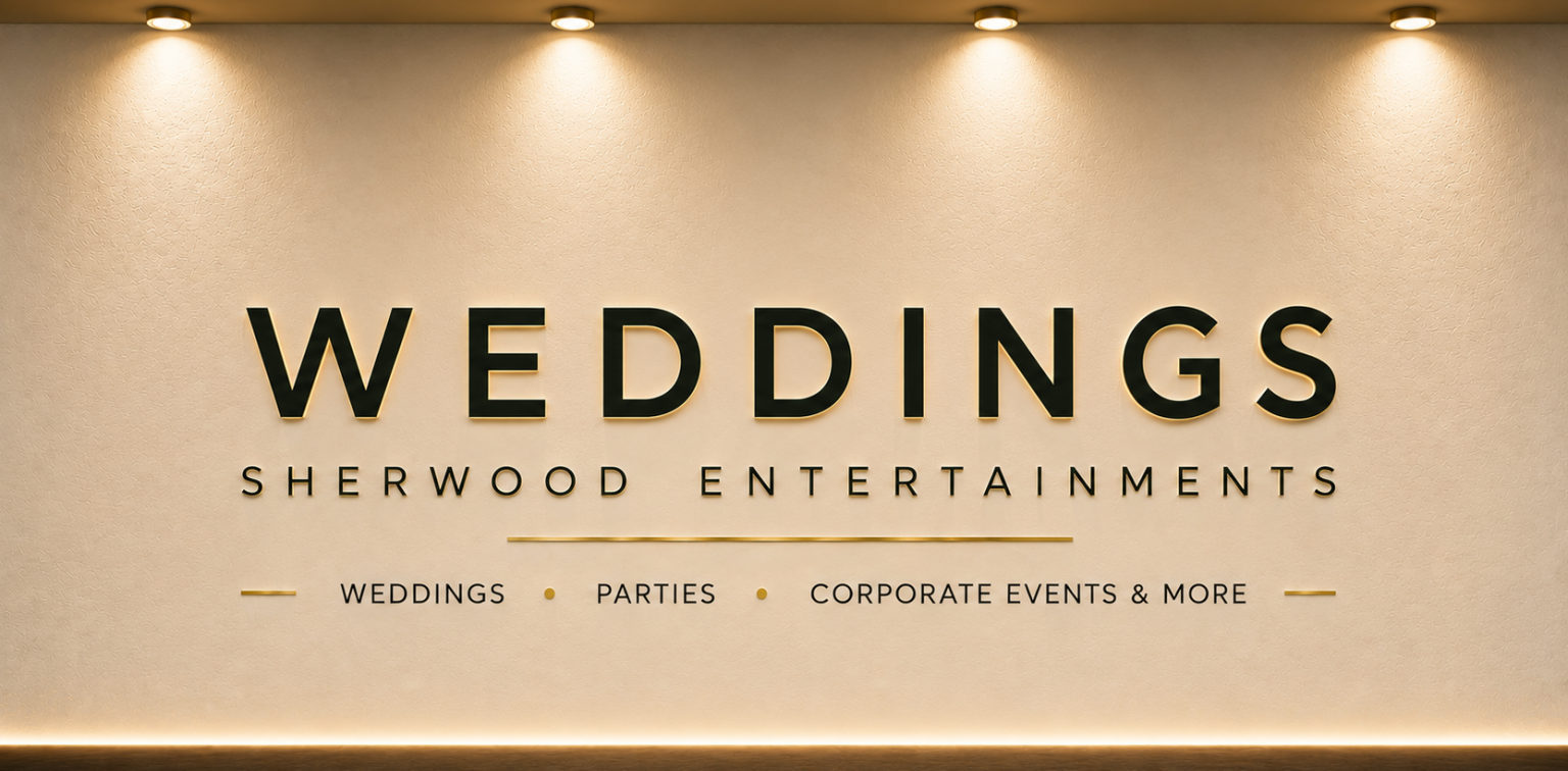 Sherwood Entertainments Weddings banner promoting professional wedding DJ and wedding disco entertainment across Devon and Cornwall